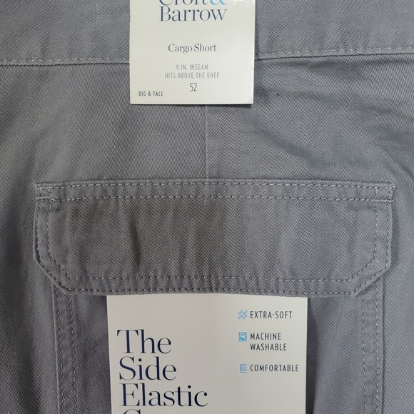 Croft & Barrow Cargo Shorts Men's Big & Tall Side Elastic Casual Gray NWT - Picture 10 of 14